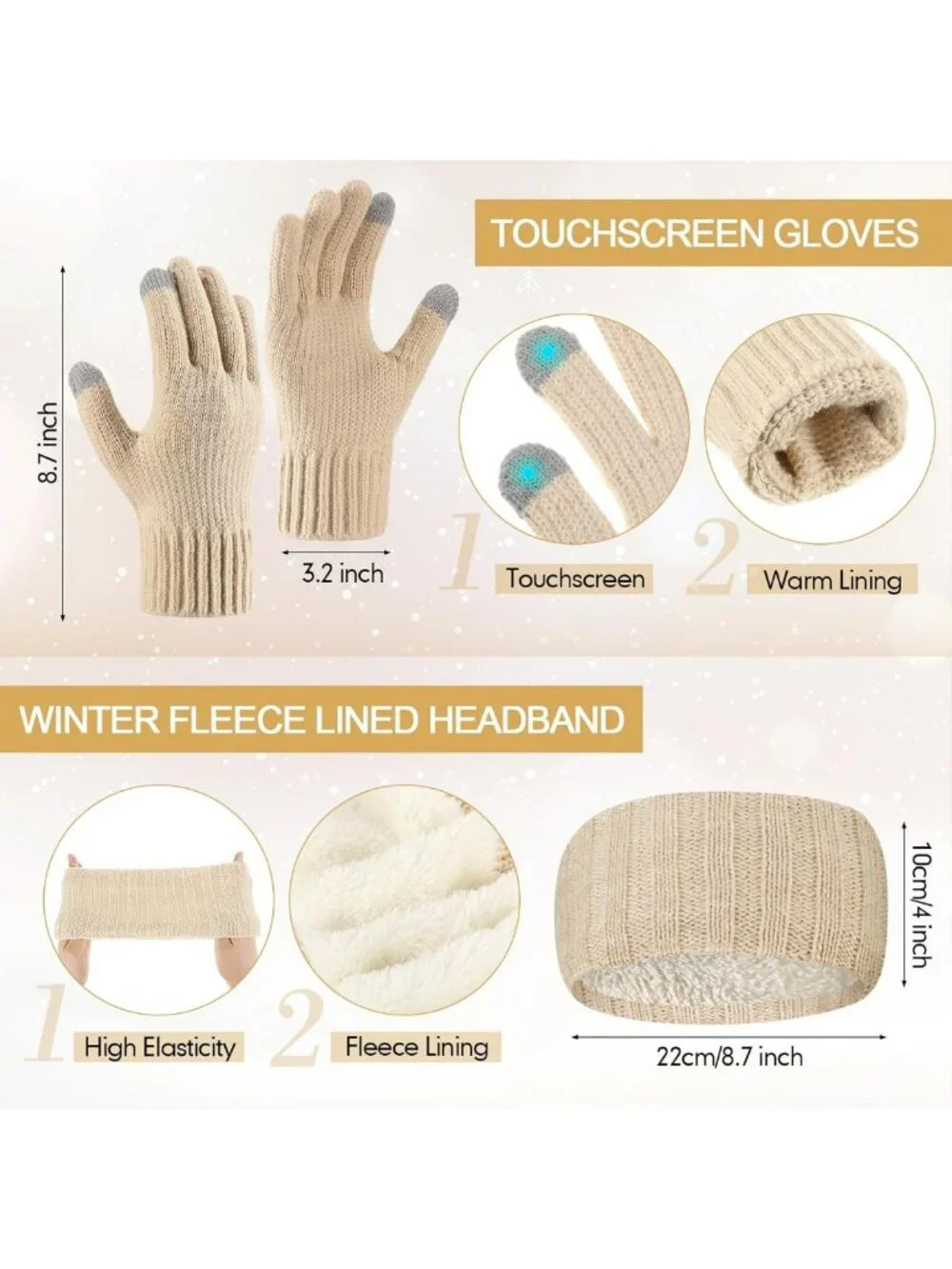 Cozy 4-Piece Winter Set: Hat, Scarf, Gloves & Headband for Cold Weather Fashion